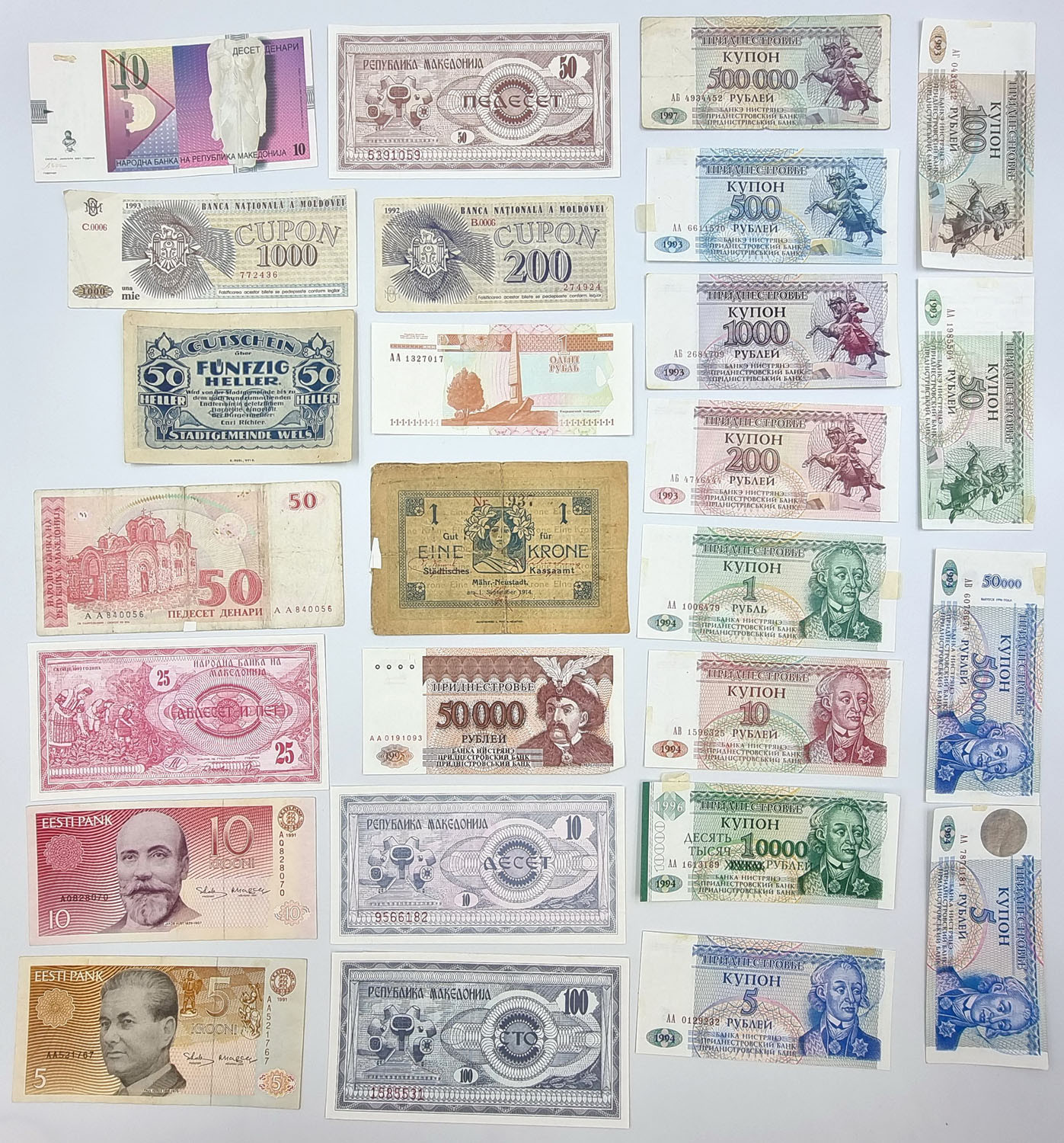 Mołdawia, Austria, Turcja, Finlandia, banknoty, 80 zestaw sztuk